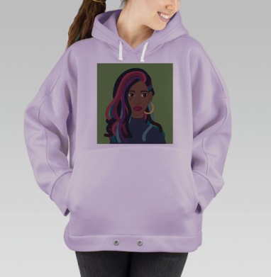 Цветные дреды девушка уверенность стиль дреды, Hoodie Oversize Fiolet