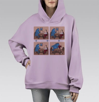 Dark comic about a one eyed monster / Монстры не любят проигрывать, Hoodie Mono Fiolet, оверсайз, утепленная