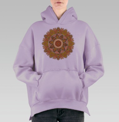 Декоративная мандала в орнаментальном стиле, Hoodie Oversize Fiolet, утепленная