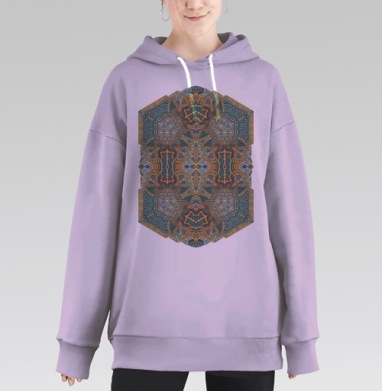 Декоративный Орнамент с Симметричным Узором, Hoodie Long Oversize Fiolet