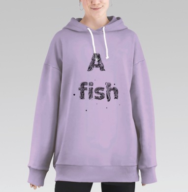 Декоративный постер «A fish» в винтажном стиле, Hoodie Long Oversize Fiolet