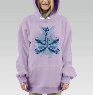 Дерзкая девушка с битой и машиной королева улиц, Hoodie Mjhigh Dig Mel, Fiolet, утепленная