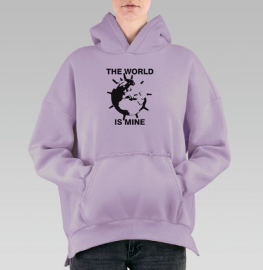 Дерзкий арт-постер «Мир мой» в стиле панк, Hoodie Oversize Fiolet, утепленная