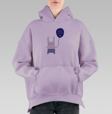 Детский постер «Sweet Dreams» с зайчиком, Hoodie Oversize Fiolet, утепленная