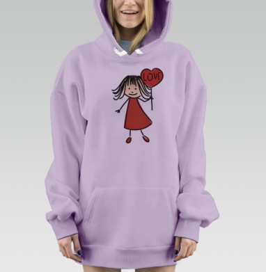 Девочка с табличкой, Hoodie Mjhigh Dig Mel, Fiolet, утепленная