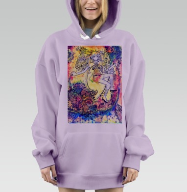 Девочка в калейдоскопе снов и фантазий, Hoodie Mjhigh Dig Mel, Fiolet, утепленная