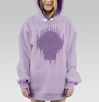 Digiskull / Цифровой череп, Hoodie Mjhigh Dig Mel, Fiolet, утепленная