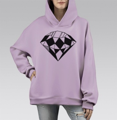 Dimond / Бриллиант, Hoodie Mono Fiolet, оверсайз, утепленная