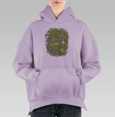 Динамичная композиция сюрреалистические объекты хаос 2010, Hoodie Oversize Fiolet, утепленная