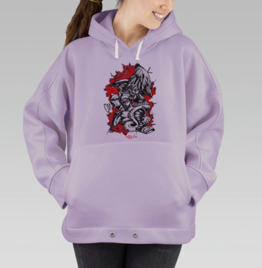 Динамичный комикс-арт с орлом и змеёй Li0n1, Hoodie Oversize Fiolet