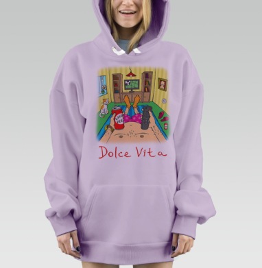 Dolce Vita: Ленивый футбольный отдых с пивом, Hoodie Mjhigh Dig Mel, Fiolet, утепленная