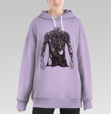 Древо жизни в человеке – художественная композиция, Hoodie Long Oversize Fiolet