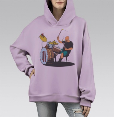 Drummer 41 / Барабанщик 41, Hoodie Mono Fiolet, оверсайз, утепленная