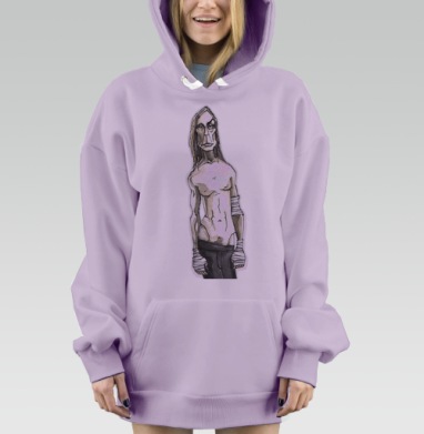 Эксклюзивный портрет рок-музыканта в акварели, Hoodie Mjhigh Dig Mel, Fiolet, утепленная