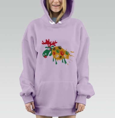 Экспрессивный лось калейдоскоп красочный руки, Hoodie Mjhigh Dig Mel, Fiolet, утепленная