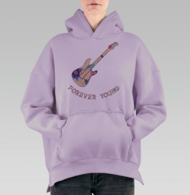 Электрогитара, Hoodie Oversize Fiolet, утепленная