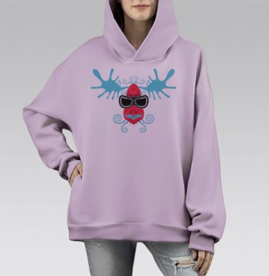 Elk / Лось, Hoodie Mono Fiolet, оверсайз, утепленная