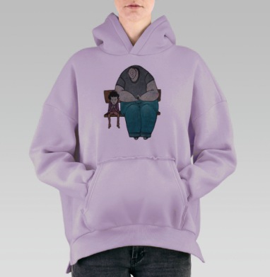 Эмоциональная иллюстрация 'Отчуждение рядом', Hoodie Oversize Fiolet, утепленная