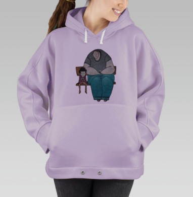 Эмоциональная иллюстрация 'Отчуждение рядом', Hoodie Oversize Fiolet