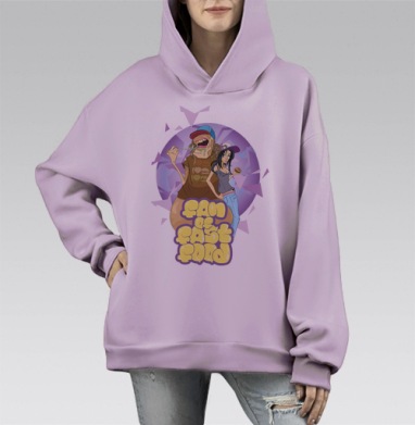 Fan of FASTFOOD / Фанат фастфуда, Hoodie Mono Fiolet, оверсайз, утепленная