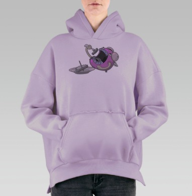 Фантастическое существо, поглощающее данные, Hoodie Oversize Fiolet, утепленная