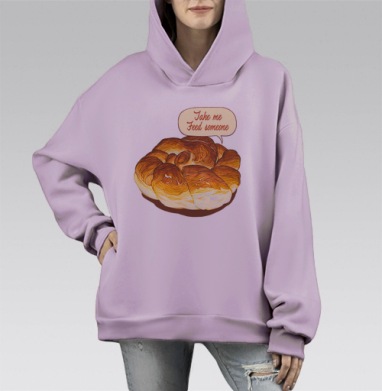 FEED SOMEONE / Накорми ближнего, Hoodie Mono Fiolet, оверсайз, утепленная
