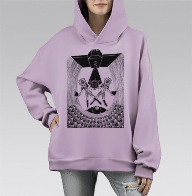 Floral astronauts / Цветочные астронавты, Hoodie Mono Fiolet, оверсайз, утепленная