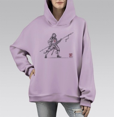 Freelancer / Вольный копейщик, Hoodie Mono Fiolet, оверсайз, утепленная