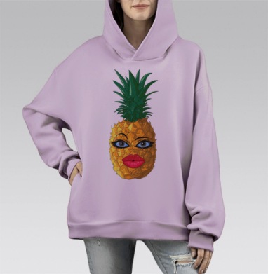 Fruity Lips / Фруктовые губки, Hoodie Mono Fiolet, оверсайз, утепленная