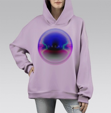 Футуристическая светящаяся сфера DROME с эффектом глитч, Hoodie Mono Fiolet, оверсайз, утепленная