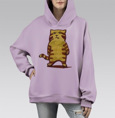 Жёлтый котик, Hoodie Mono Fiolet, оверсайз, утепленная