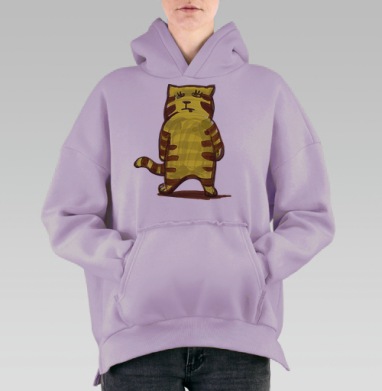 Жёлтый котик, Hoodie Oversize Fiolet, утепленная