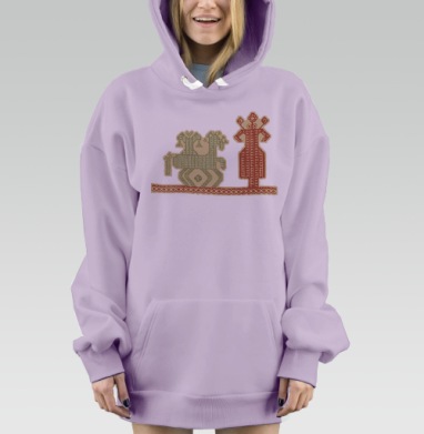 Женщина и конь, Hoodie Mjhigh Dig Mel, Fiolet, утепленная