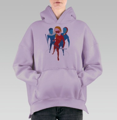 Женский красный костюм с футуристическим дизайном, Hoodie Oversize Fiolet, утепленная
