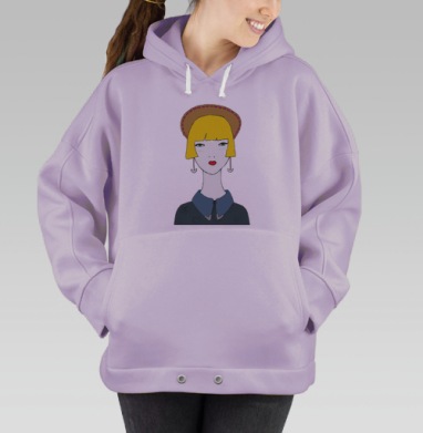 Женский стильный портрет в стиле ар-деко, Hoodie Oversize Fiolet
