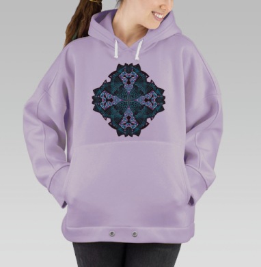 Геометрическая мандала в стиле психоделического футуризма, Hoodie Oversize Fiolet