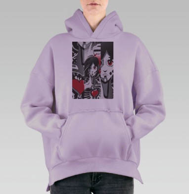 Живое сердце, Hoodie Oversize Fiolet, утепленная