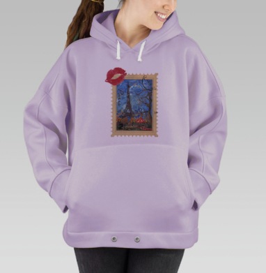 Живописный Париж с Эйфелевой башней осенью, Hoodie Oversize Fiolet