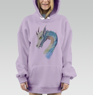 Голова дракона в пастельных тонах величие скрытая угроза, Hoodie Mjhigh Dig Mel, Fiolet, утепленная