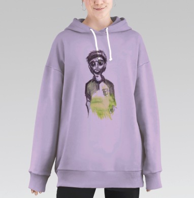 green  / Зеленый, Hoodie Long Oversize Fiolet