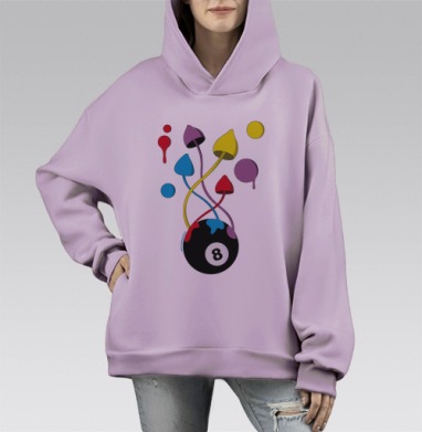 Грибы, Hoodie Mono Fiolet, оверсайз, утепленная