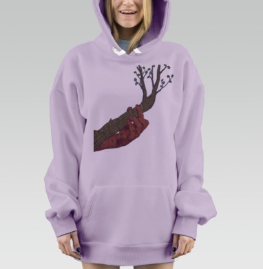 Гриф гитары в облике живой ветви дерева, Hoodie Mjhigh Dig Mel, Fiolet, утепленная