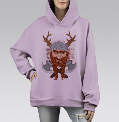 Грозный викинг, Hoodie Mono Fiolet, оверсайз, утепленная