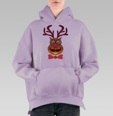 Hipster Deer / Олень-хипстер, Hoodie Oversize Fiolet, утепленная