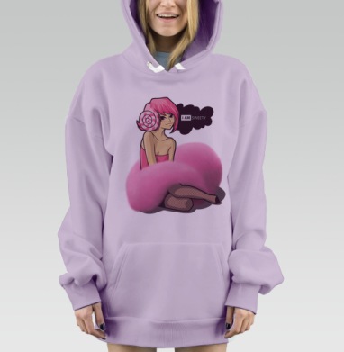 I AM SWEETY / Я сладость, Hoodie Mjhigh Dig Mel, Fiolet, утепленная