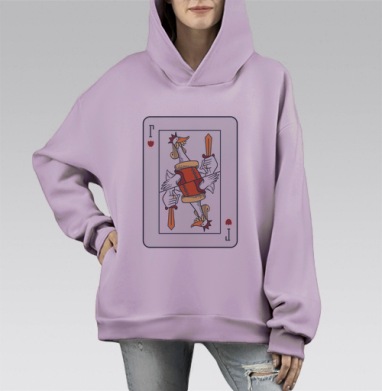 Игривый Валет Червей с гусем в доспехах, Hoodie Mono Fiolet, оверсайз, утепленная