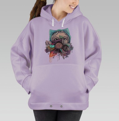 Иллюстрация Девушки и Сладостей в Акварели, Hoodie Oversize Fiolet