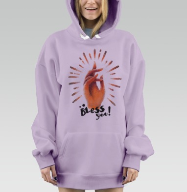 Иллюстрация Руки в Жесте Благословения, Hoodie Mjhigh Dig Mel, Fiolet, утепленная