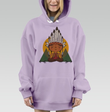 Индейский вождь в медитативном спокойствии, Hoodie Mjhigh Dig Mel, Fiolet, утепленная