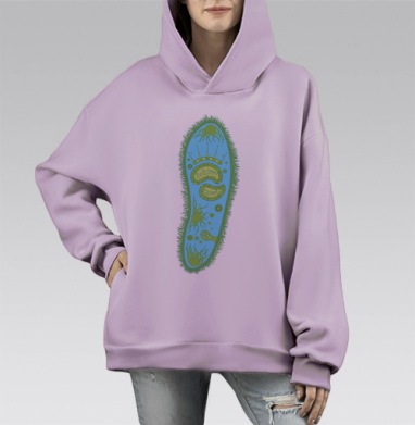 Инфузория туфелька Королева Инфузорий микроскопический с короной, Hoodie Mono Fiolet, оверсайз, утепленная